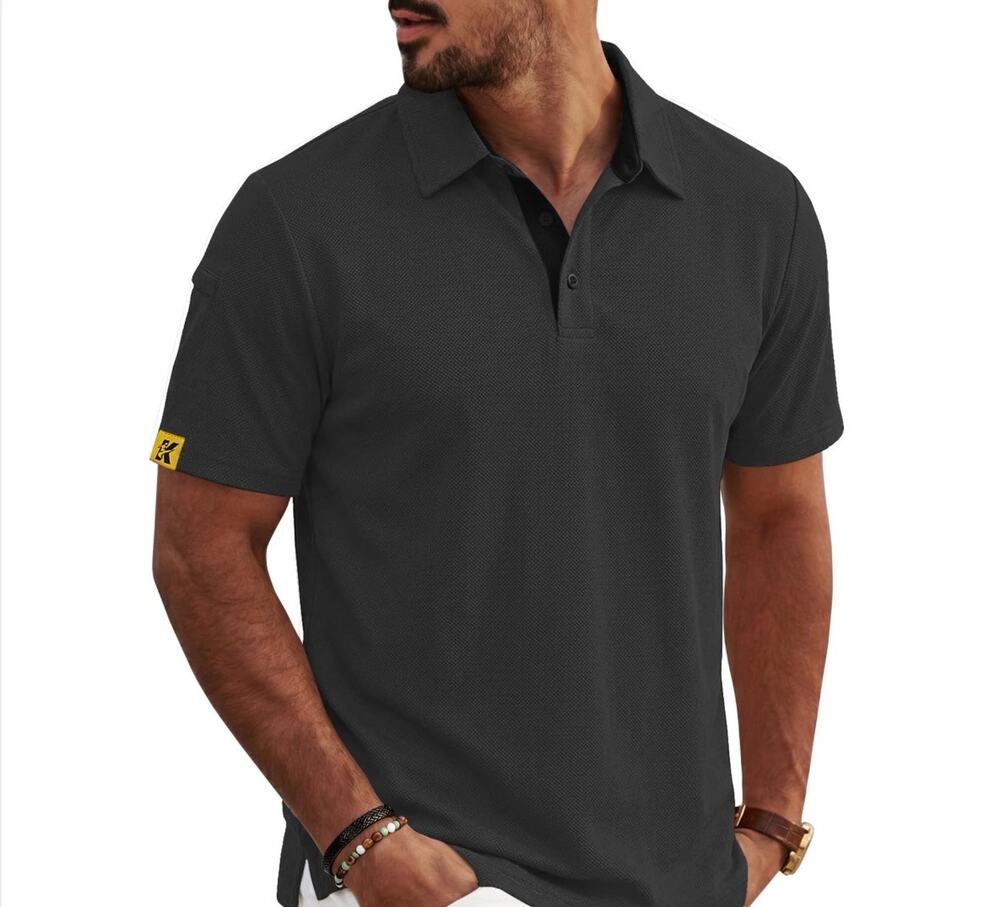 REXUHOWU Men’s Golf Polo Shirt Medium Dark Gray Moisture Wicking Performance